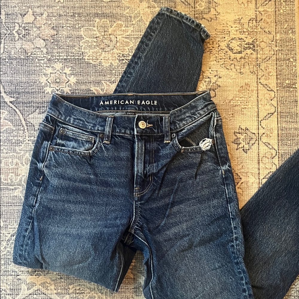 American Eagle Outfitters Women's Dark Blue Boyfriend Jeans